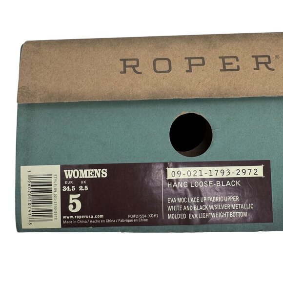 Roper - Womens Hang Loose Shoes - Black and White‎ - Size 5 - Picture 8 of 8